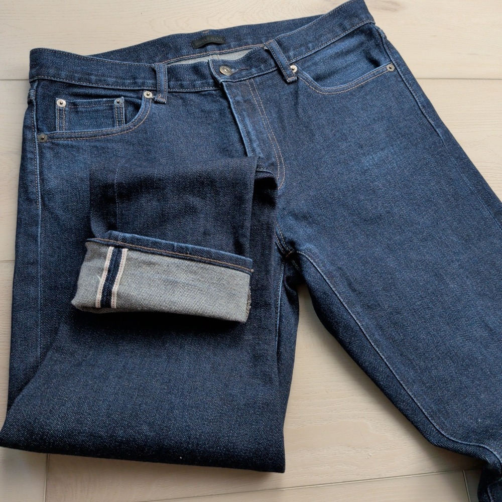 Uniqlo Selvedge Jeans Mens 33x32 (Fit 33x31) Kaihara Slim Straight Denim Stretch